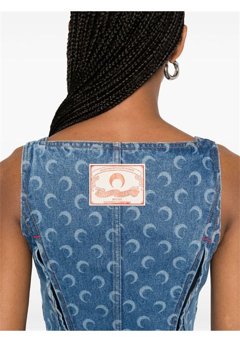 bustier top moon laser denim woman blue MARINE SERRE | WTO408A CDEN0002BL05